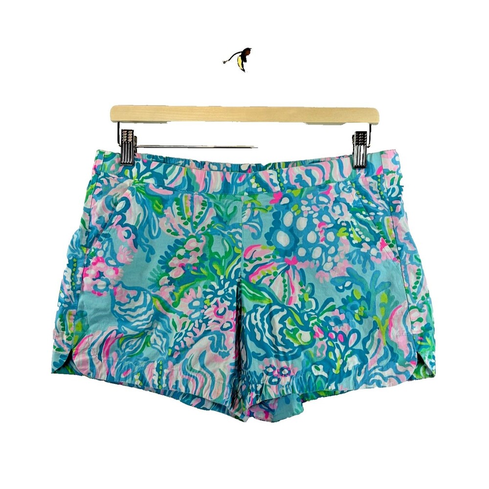 Lilly Pulitzer Ocean View 5" Shorts Aqua La Vista Pattern Pink Blue Green Medium